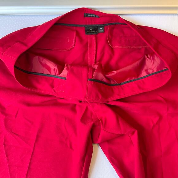 Worthington Women Formal Pants size 18 US High Rise Modern Fit Slim Leg Red - Picture 10 of 11